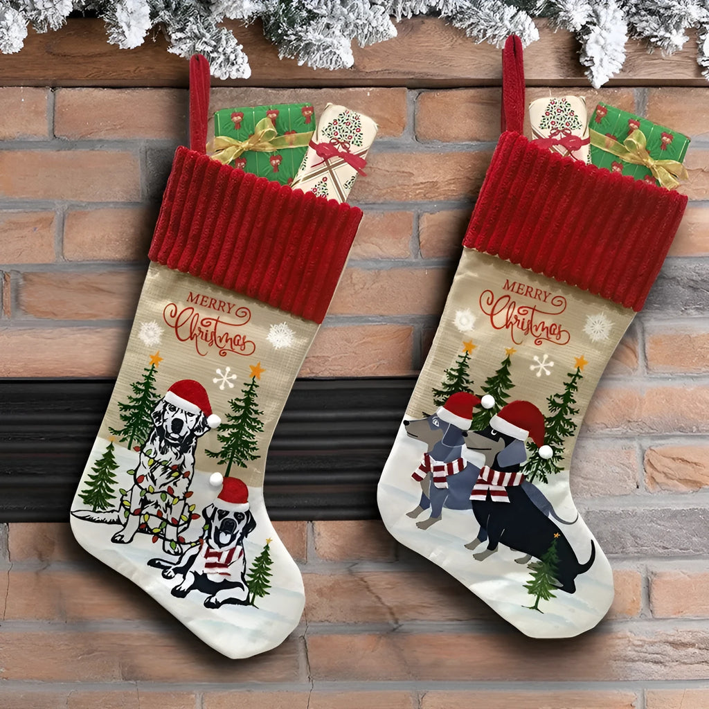 Soft cloth Christmas tree pendant gift bag ornament in pastoral or American style, dimensions 46cm by 28cm.