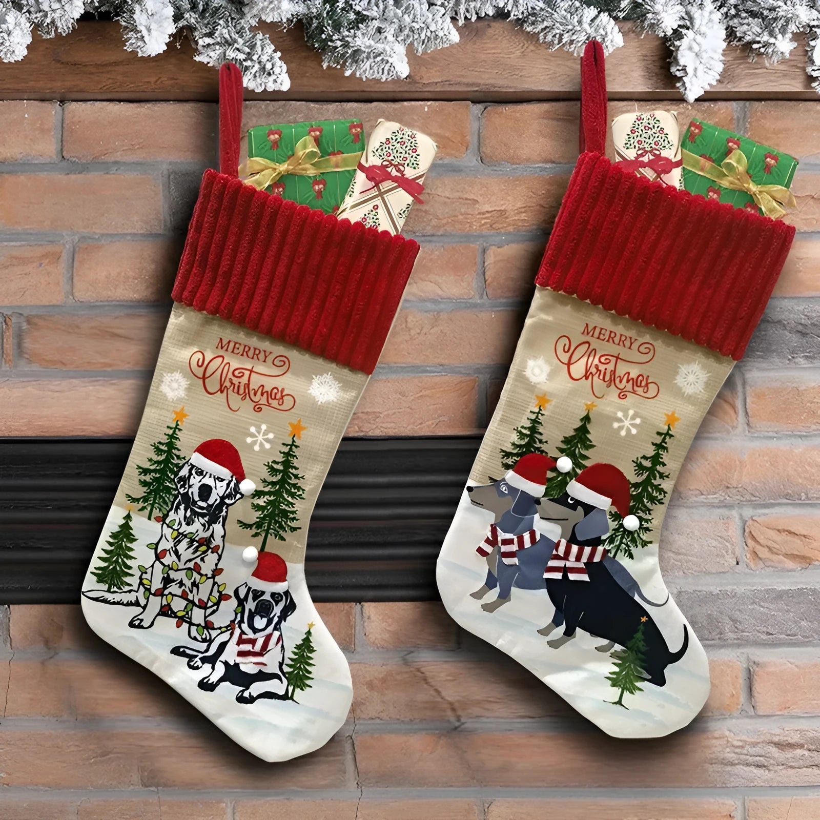 Soft cloth Christmas tree pendant gift bag ornament in pastoral or American style, dimensions 46cm by 28cm.