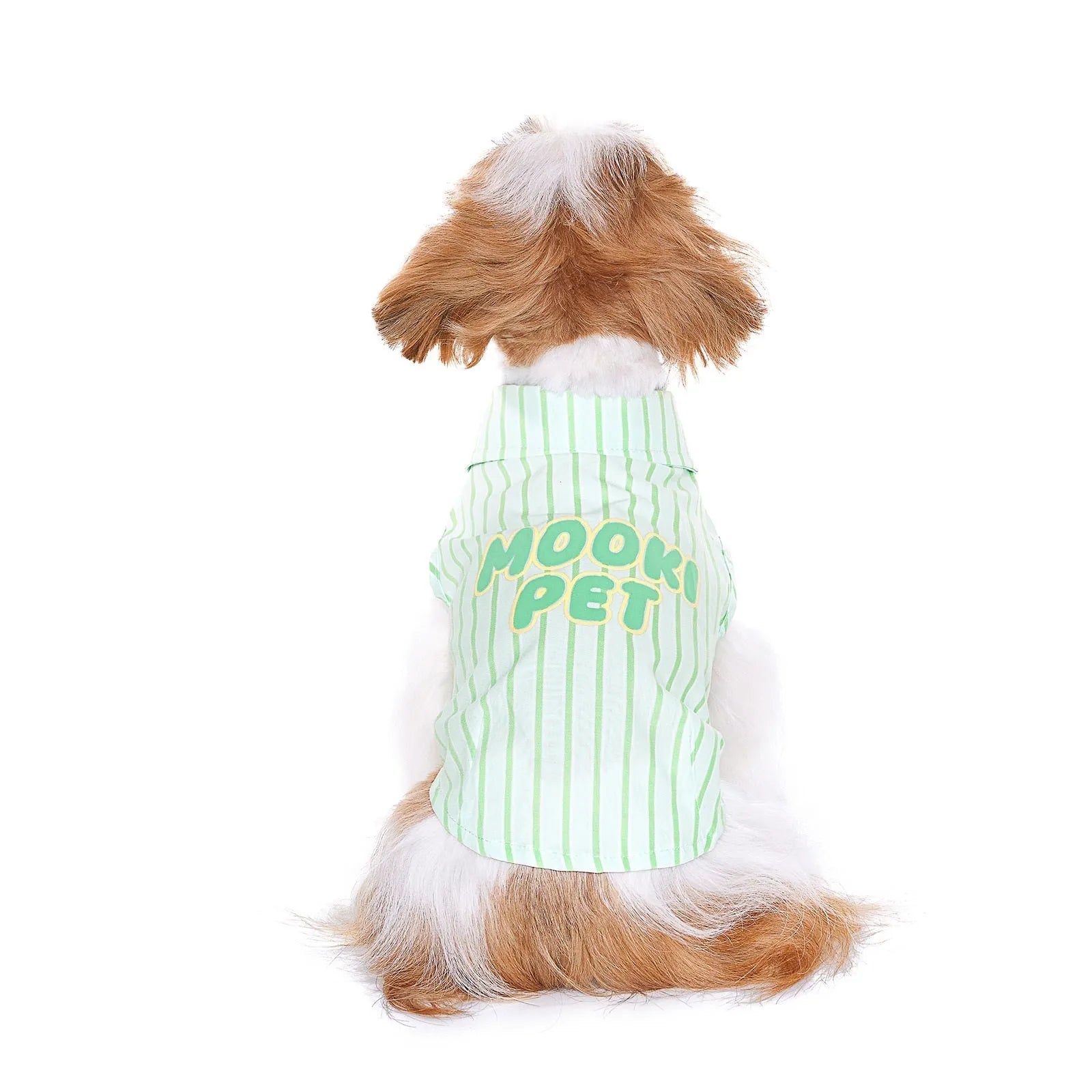 Green 100% cotton thin pet shirt for Teddy Schnauzer dogs, sizes XXS to XXL, casual summer wear