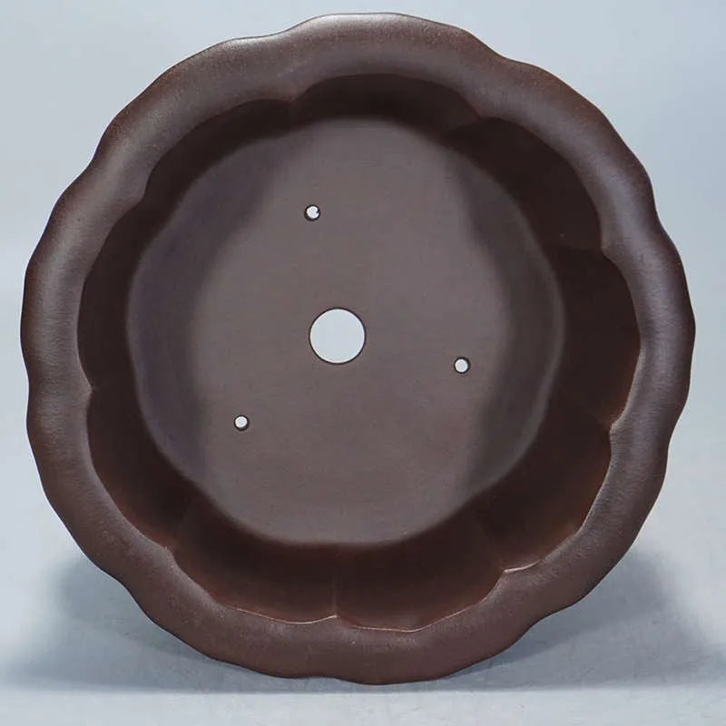 Large square antique purple sand succulent bonsai pot with petal basin design