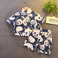 Boys summer cotton suit Korean style top and shorts in black and dark blue for ages 3-8