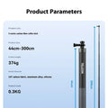 3m carbon fibre super long invisible selfie stick extended to 296cm, black carbon fibre shaft