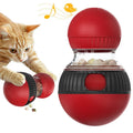 Rotating cat food dropping ball toy with toy cat design and super ball colour option