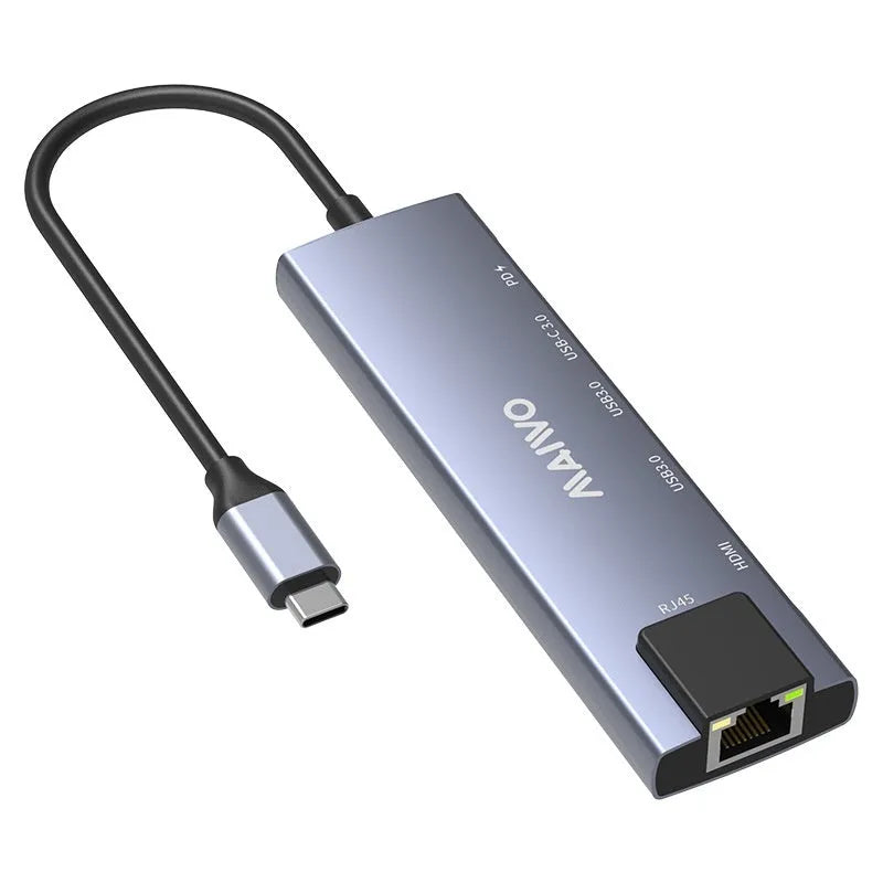 Steam Deck six-in-one docking station with aluminium shell, HDMI, Ethernet, and USB-C ports.