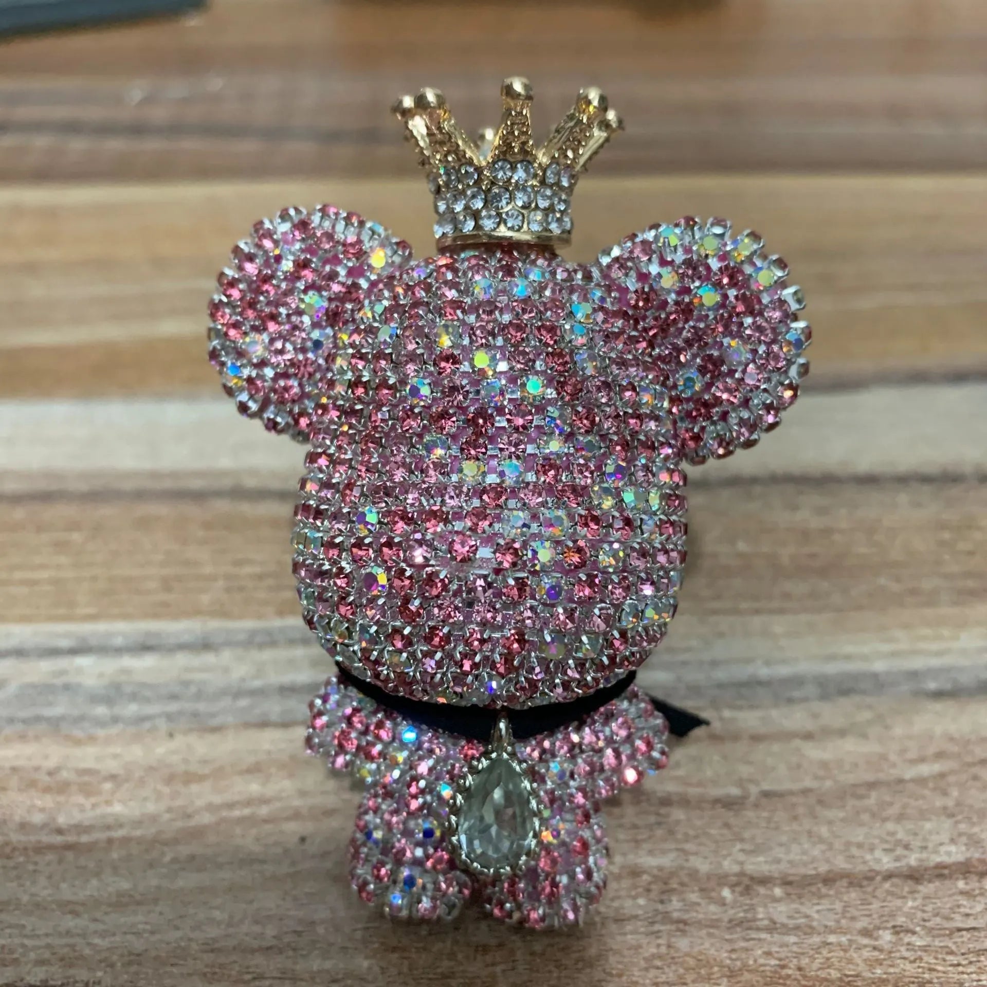 Creative rhinestone diamond-studded teddy bear perfume clip for car air outlet, black colour