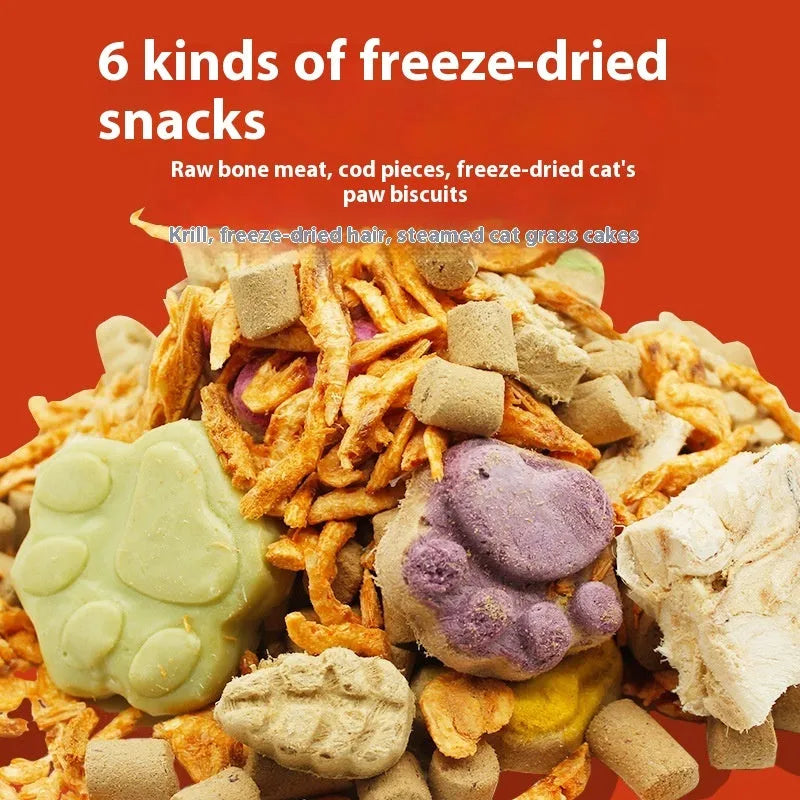 Freeze-dried mixed cat and dog universal pet snacks in barrel packaging