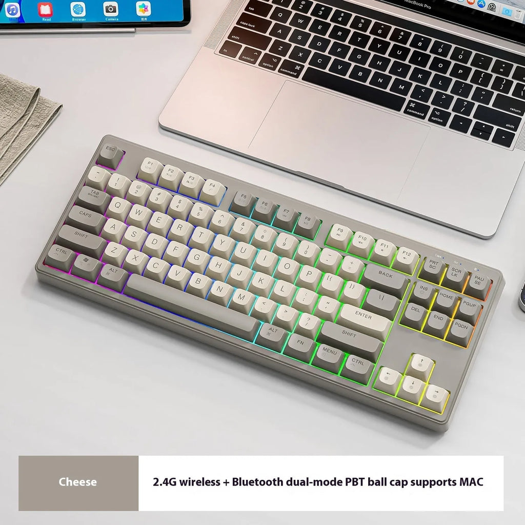 Wireless Bluetooth dual-mode keyboard in blueberry colour with compact 38 cm width design