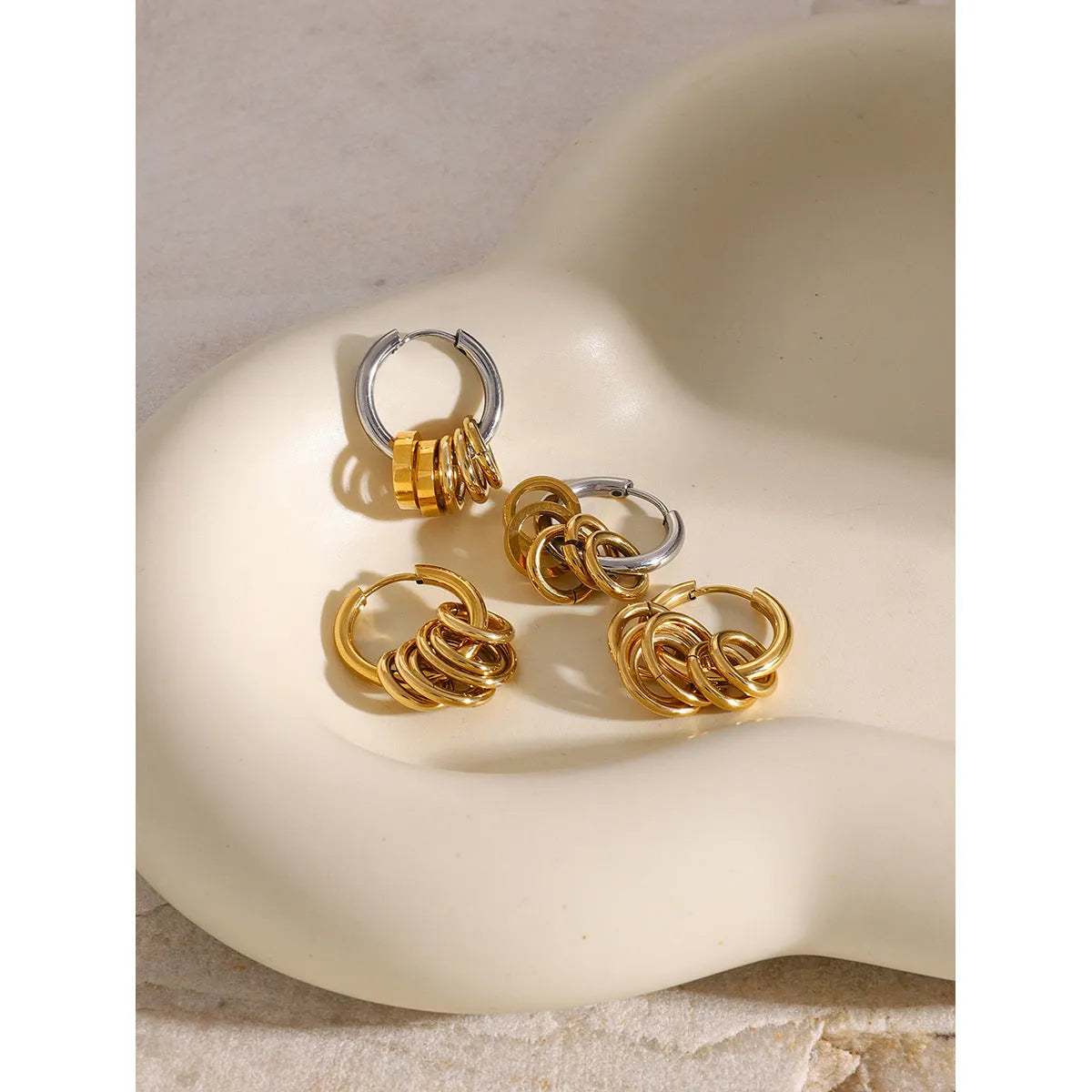 Stainless steel electroplated earrings in two colour options with ins style design