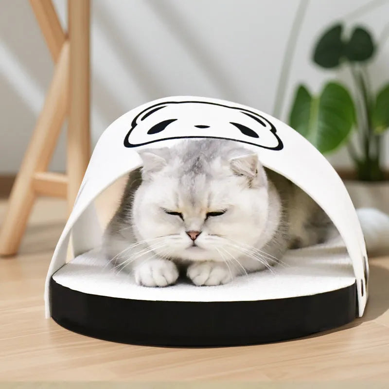 White corrugated paper cat scratch board with slipper-style design