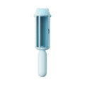 Blue reusable pet hair remover roller with self-cleaning base for furniture and car seats.