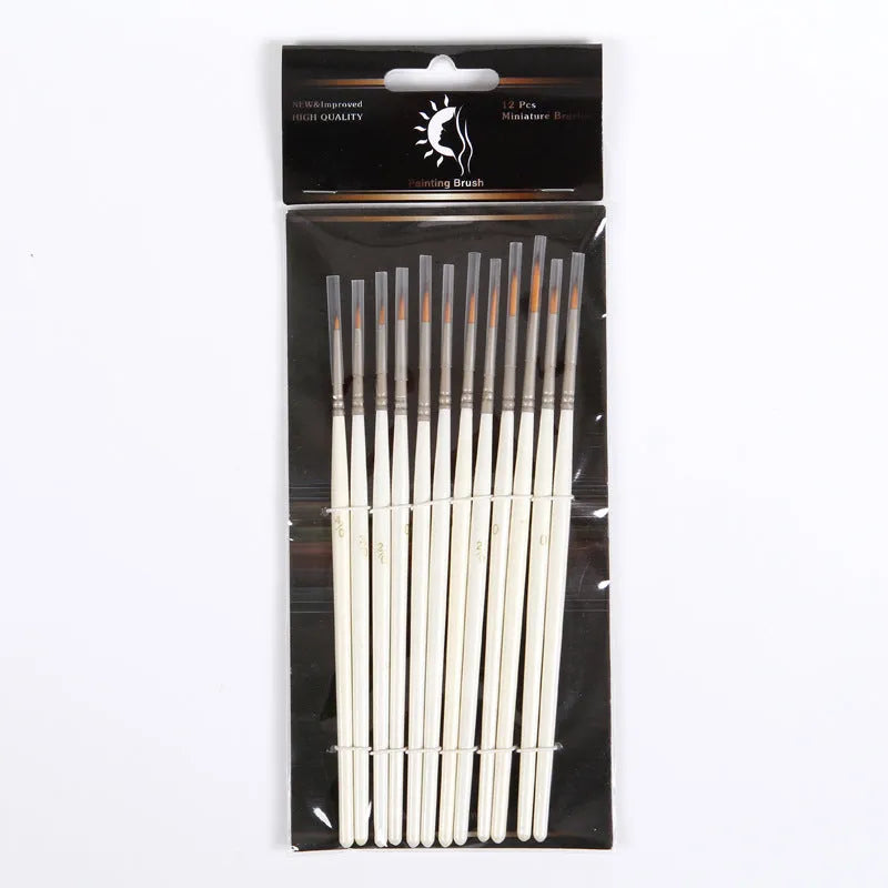 12 fluorescent marker pens with nylon wool brush tips and solid wood pen holders for watercolour and painting