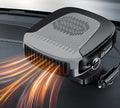 Grey 12V electric air heater for car with cold and warm settings, 150W, ABS housing, and adhesive fixing