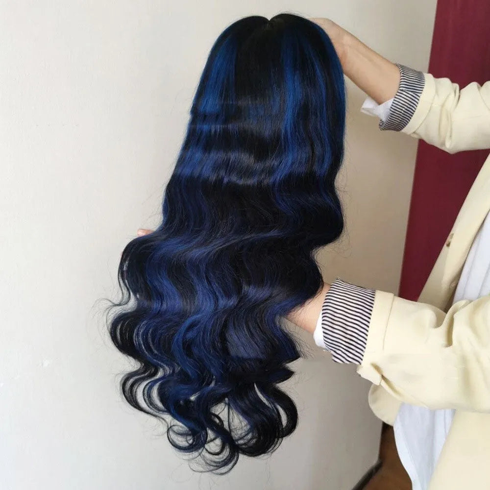 Real human hair lace front headgear for women in a long, straight style with a 4x4 lace front.