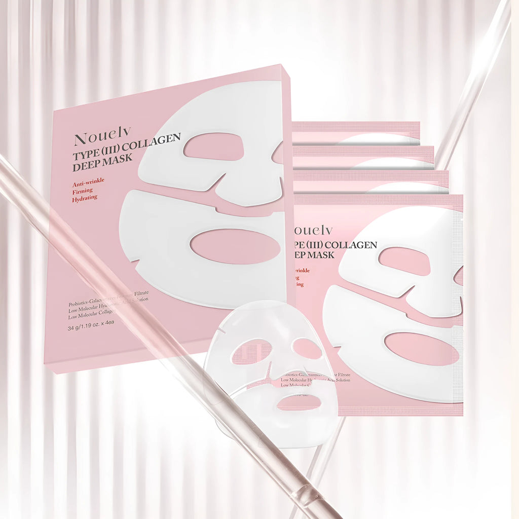 Four collagen layered patch masks in box for multiple skin types