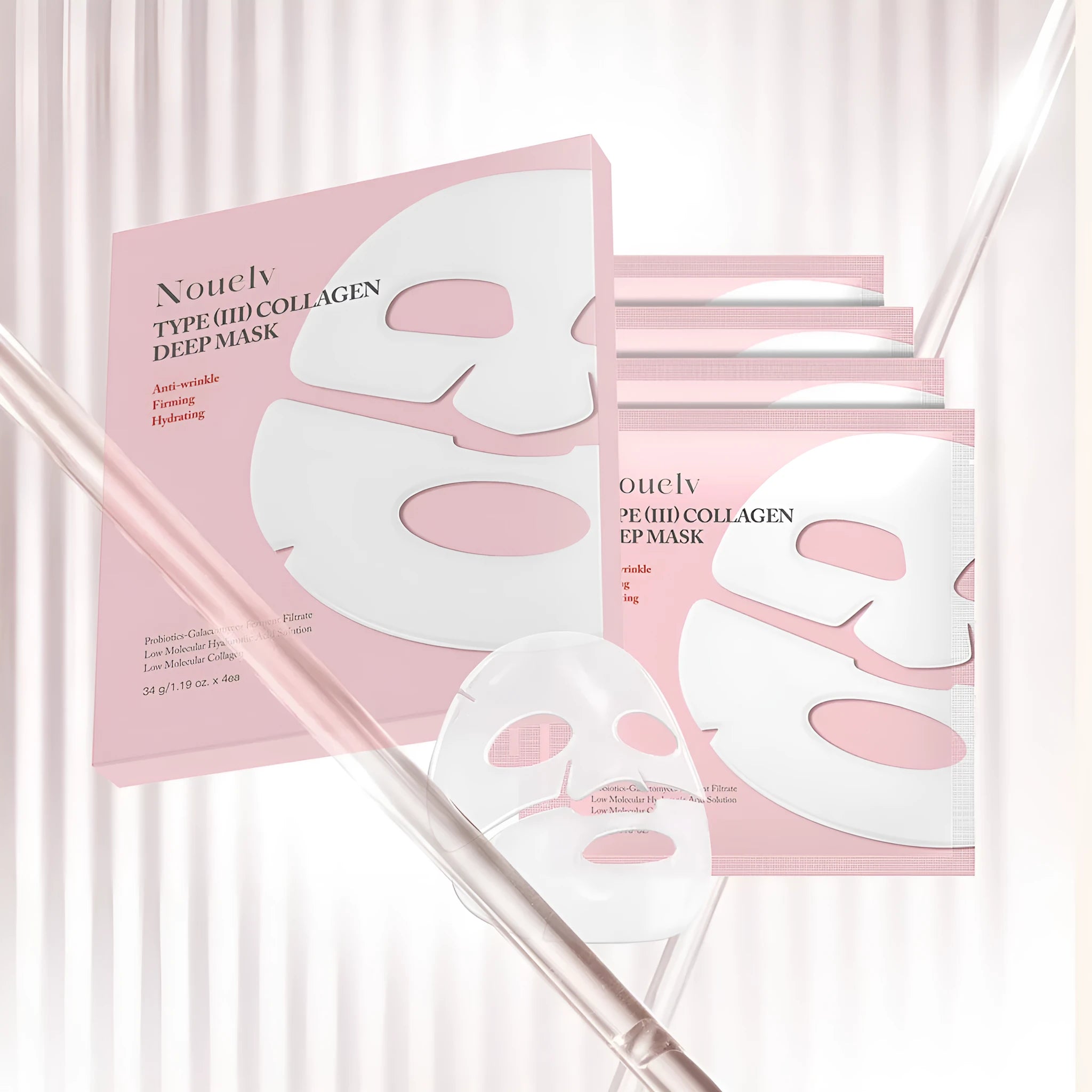 Four collagen layered patch masks in box for multiple skin types