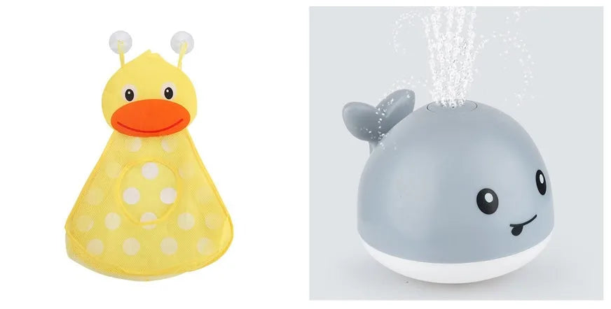 Automatic water induction whale bath toy spraying water with colourful LED lights