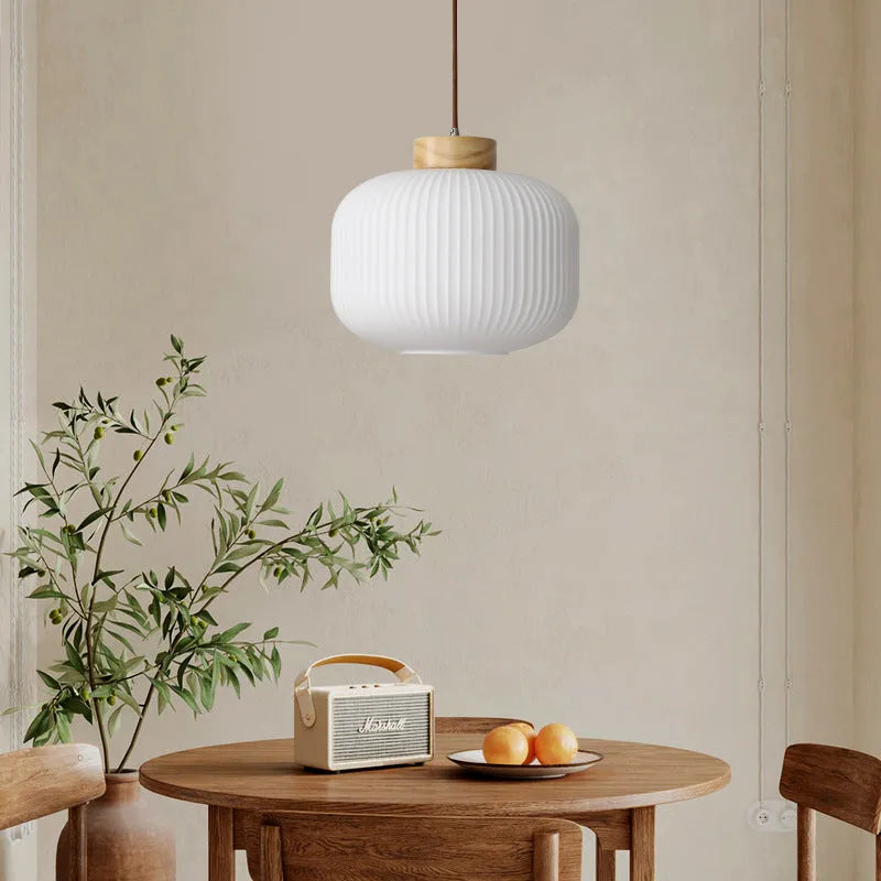 Nordic style wooden pendant light with retro bedroom design in three size options