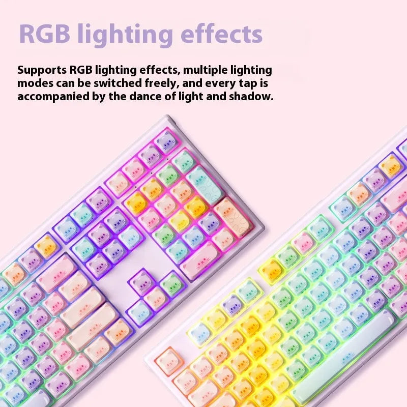 MG108B coloured sugar cat design mechanical keyboard with Bluetooth connectivity