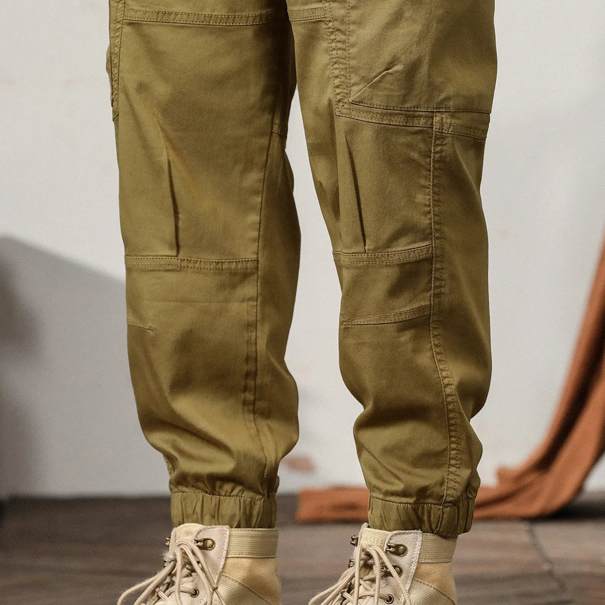 Men's Korean style cotton harem trousers with tapered ankle banded design in black colour