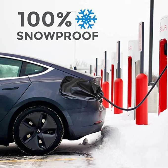 Waterproof drawstring cover for electric vehicle charging port in grey colour