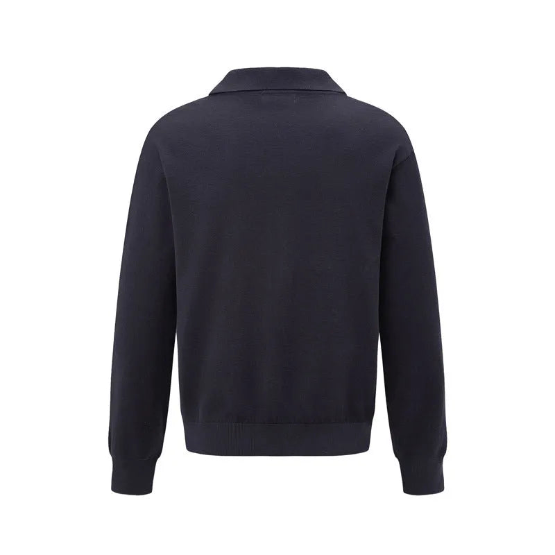 Men's loose fit casual pullover sweater in black, dark grey and beige colours with Asian sizing