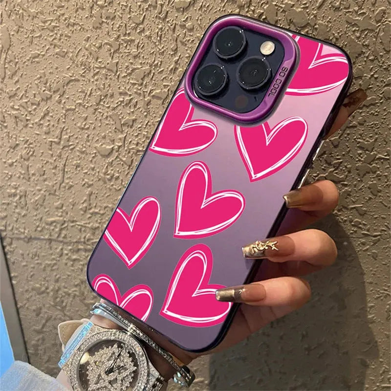 Heart mobile phone shell PC laser case for Apple iPhone in gray with heart and text design