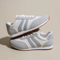Blue and grey Cortez stripe pattern leisure sports shoes with flat heel and round toe