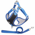 Adjustable breathable dog harness with reflective piping in black red grey light purple