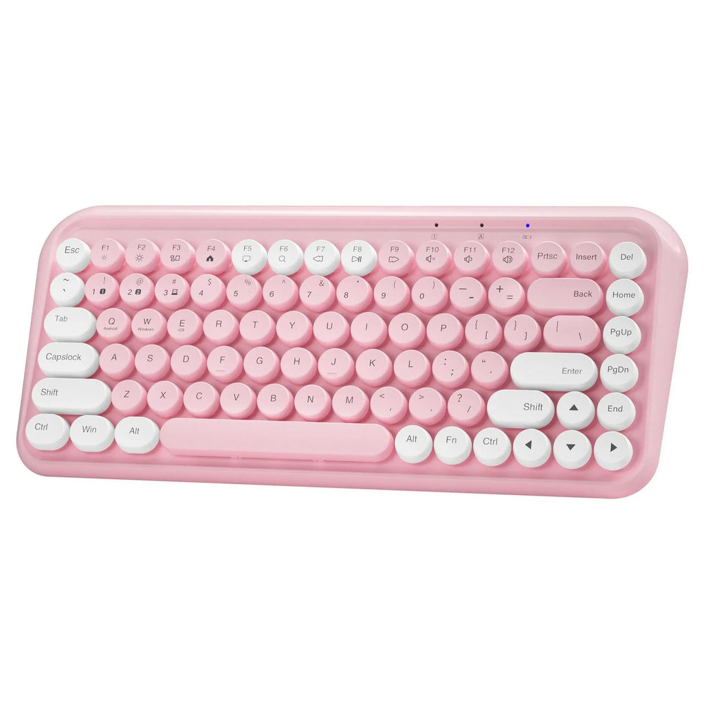 Pink portable Bluetooth wireless keyboard with 84 keys and compact design