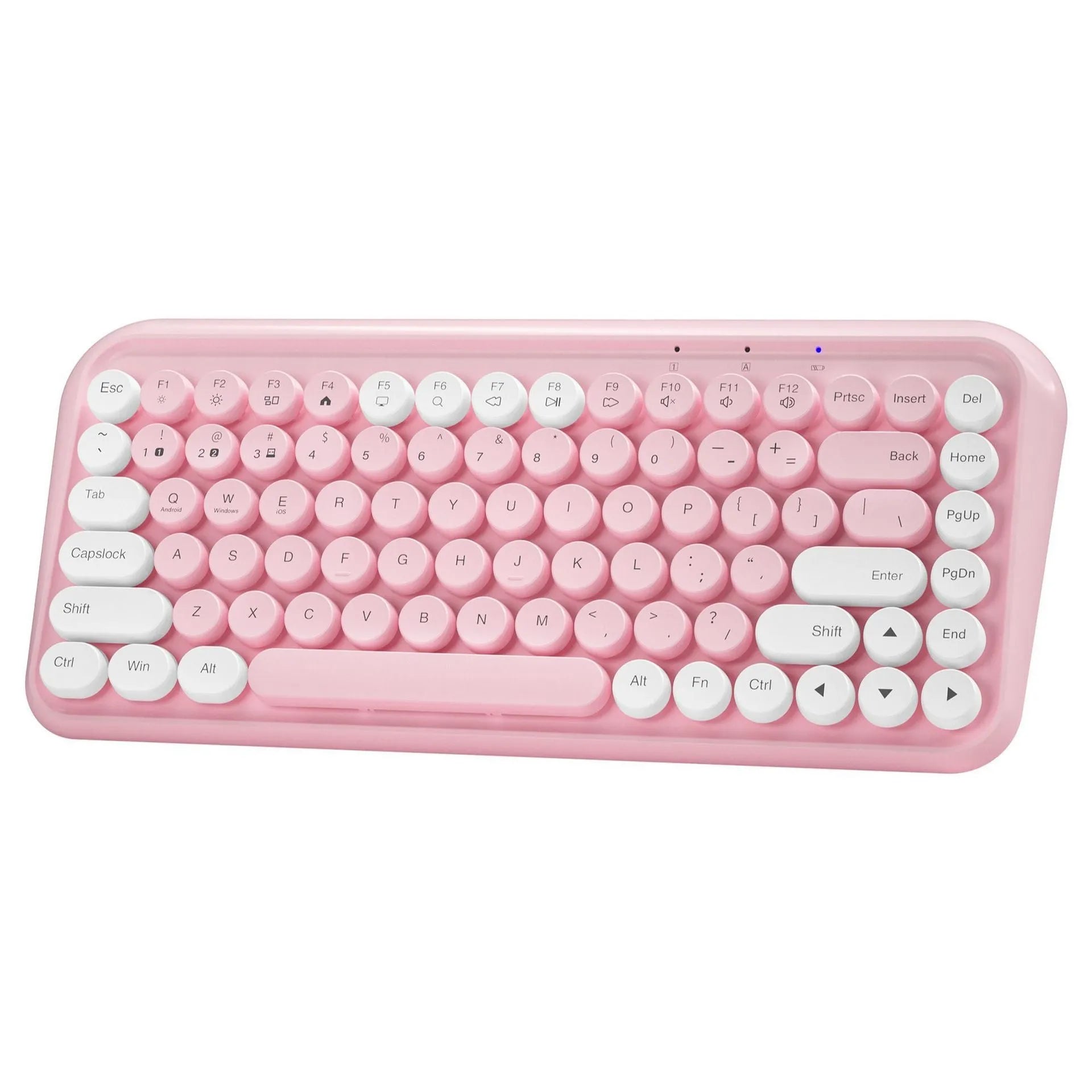 Pink portable Bluetooth wireless keyboard with 84 keys and compact design