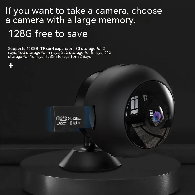 White indoor 1080p Wi-Fi security camera with USB cable on a table.