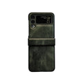 Leather back cover case for Samsung Z Flip3 Z Flip4 Z Flip5 in black PC material