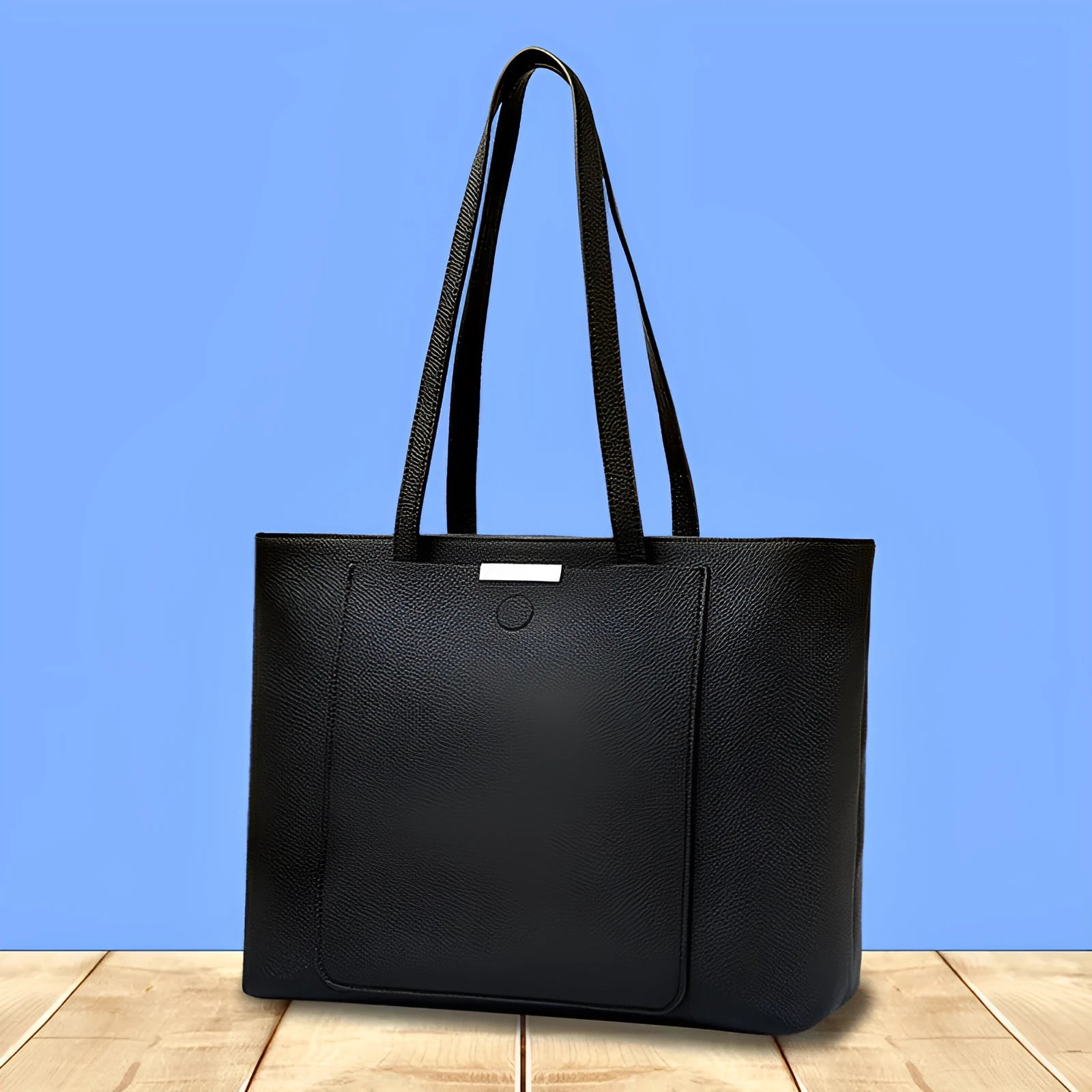 Genuine leather tote bag women's large capacity shoulder bag horizontal square black