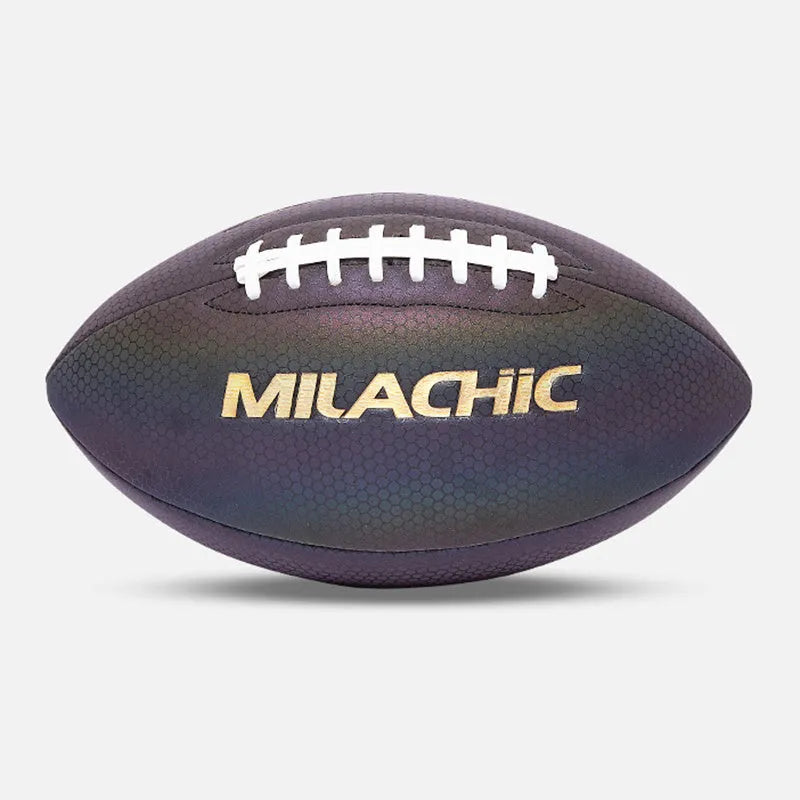 Luminous fluorescent reflective football PU fabric size 9 with machine stitching on grass