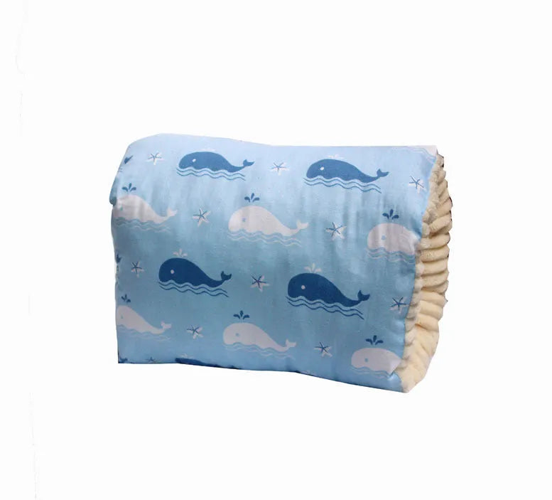 Baby cotton nursing arm pillow with forearm support, blue triangle design, 25x23cm
