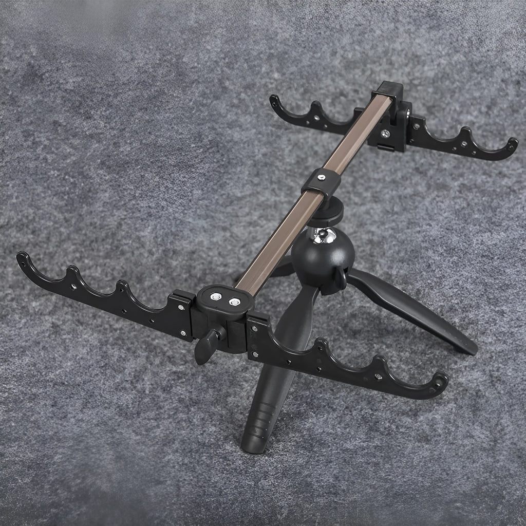 Aluminium ice fishing triangle rod holder bracket with folding tripod legs