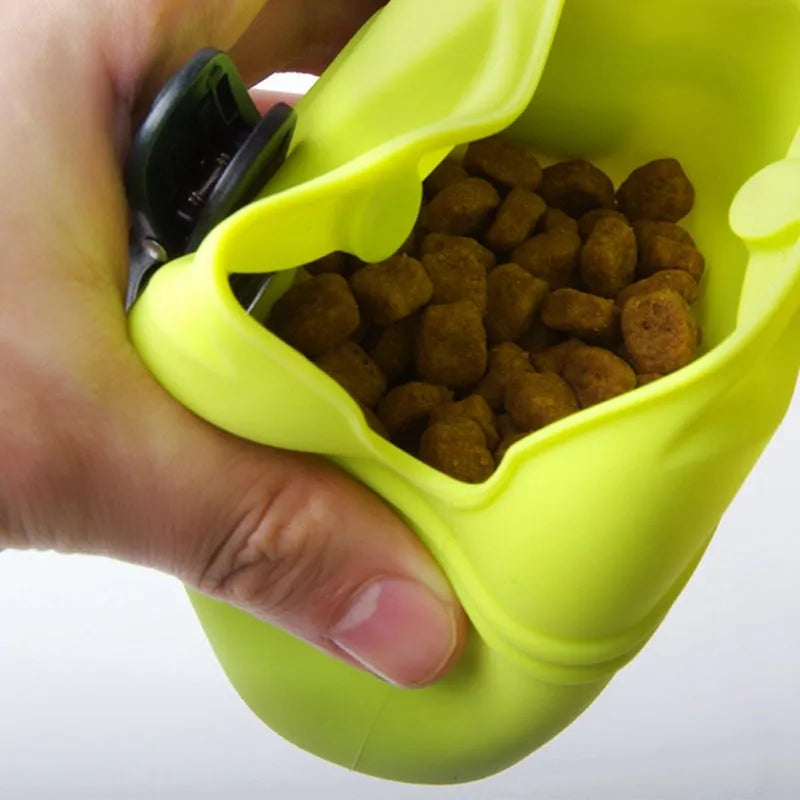 Silicone dog treat waist bag with belt clip in multiple colour options