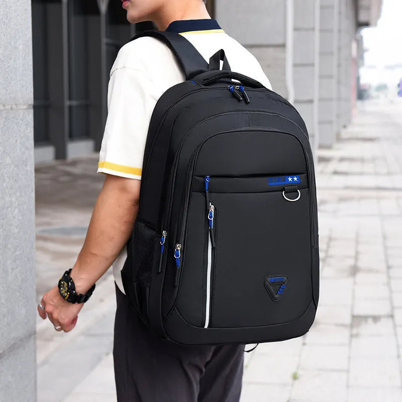 Men's large Oxford cloth schoolbag in red, green, blue, or black colour with air pillow straps