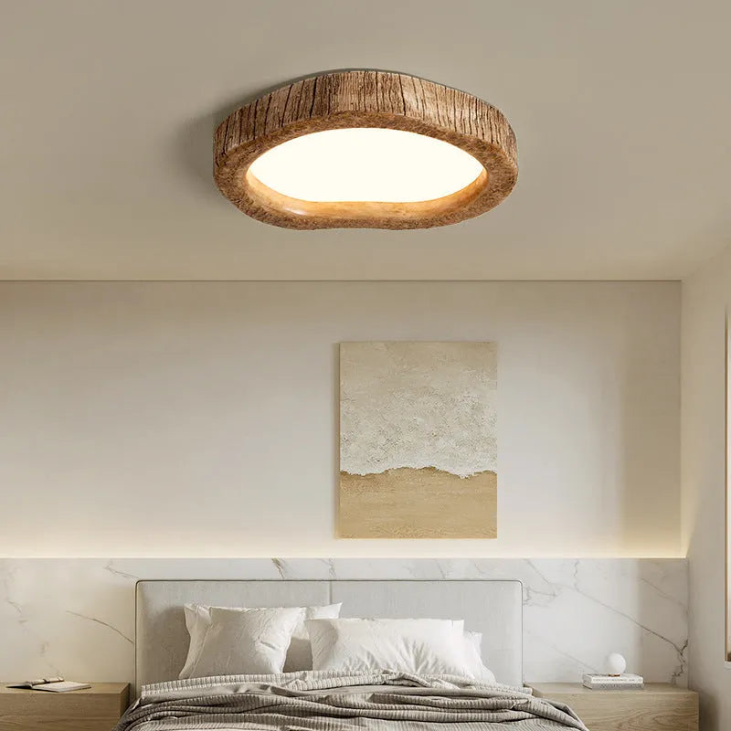 Wood grain finish new Chinese style round ceiling lamp with LED lighting