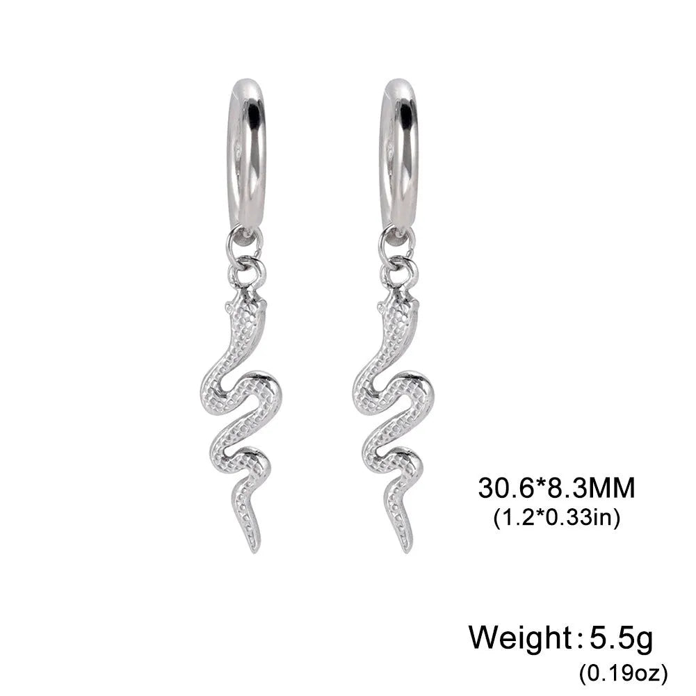 Stainless steel snake vintage ear clips with gold electroplated finish