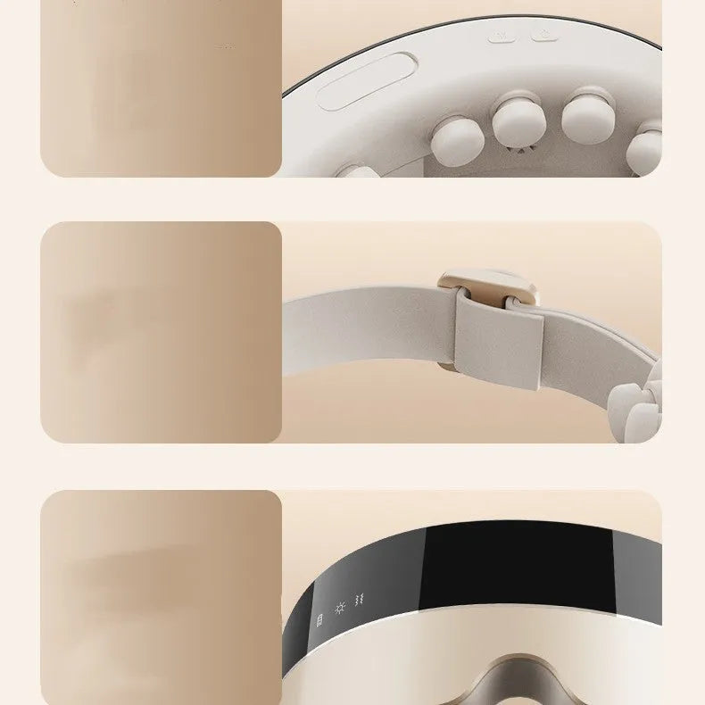 Nano steam spray intelligent eye massager with 3 gears, heating option, compact 186.5 x 74 x 79.5 mm, in black