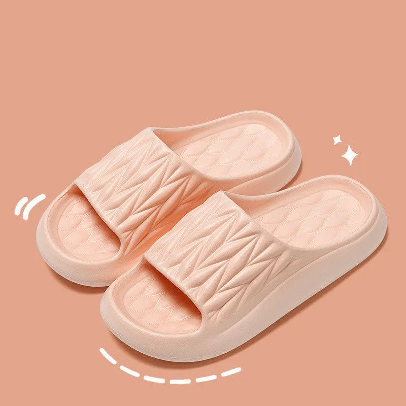 Leaf texture design EVA slippers in various colours for indoor household and bathroom use