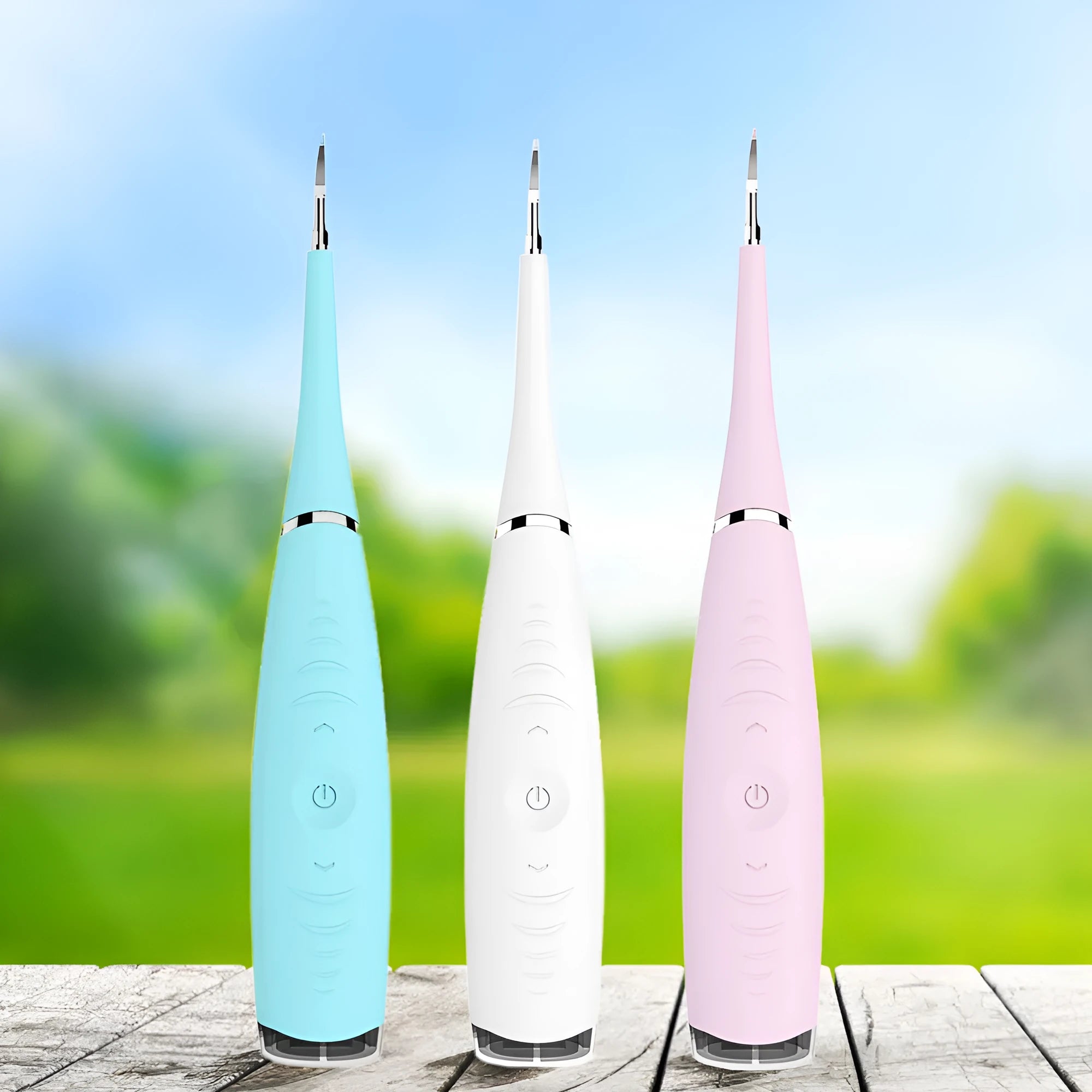 Household electric teeth cleaner in white with ultrasonic tartar removal tip, IPX6 waterproof, 3.7V