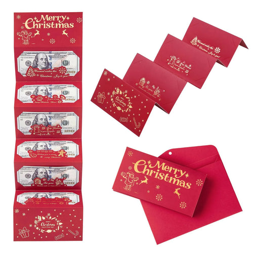 Gilded 6-card Christmas red envelope with Santa Claus design, 17x72cm