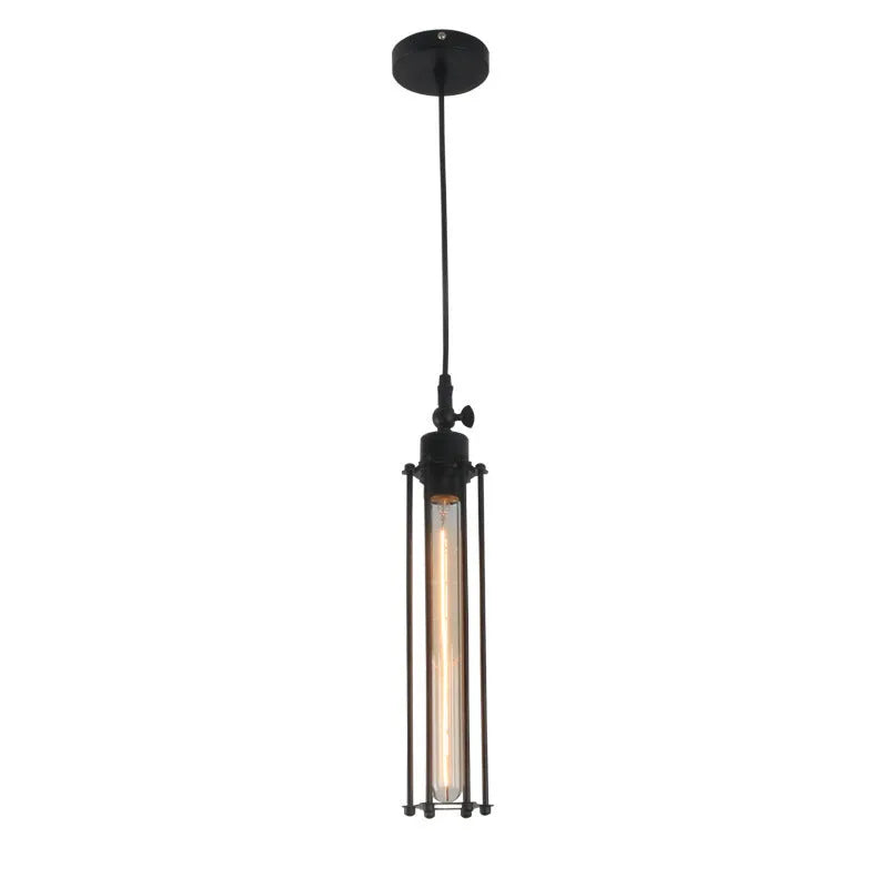 American small droplight dining table pendant light in black wrought iron flute design