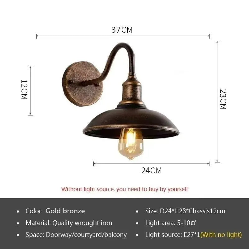 Retro style villa courtyard wall lamp in silver or copper finish with modern design