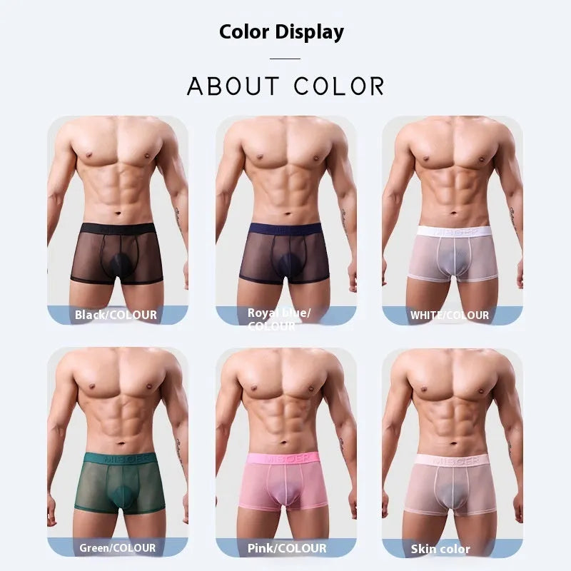 Men's solid colour thin boxer shorts in black, shown flat, highlighting breathable quick-dry fabric.