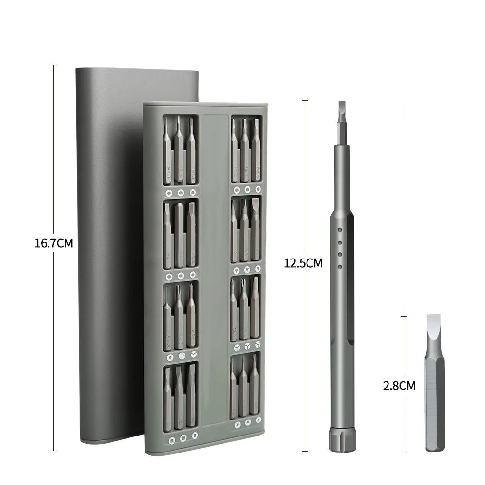 49-piece magnetic precision screwdriver set with cross and one-word heads for electronics repair