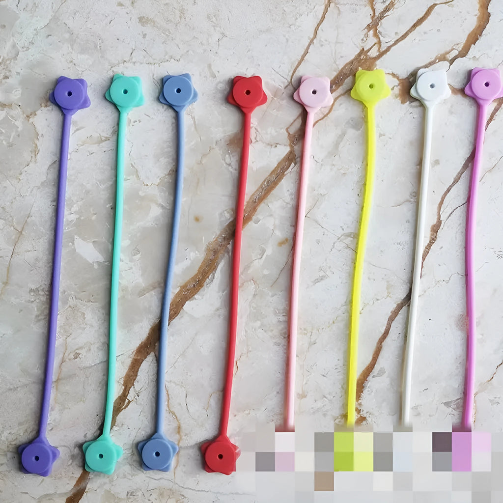 Silicone magnetic wire winder for cable organisation in various colours