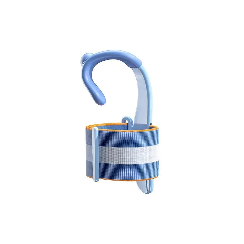 Blue Anti-hook Holder Pen Control Corrector, a wrist brace and pencil grip for children's handwriting.